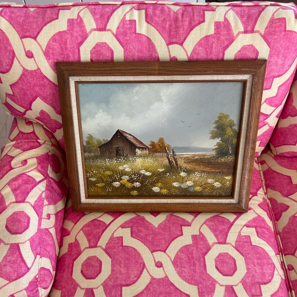 Vintage Cottagecore Wildflower Oil Painting